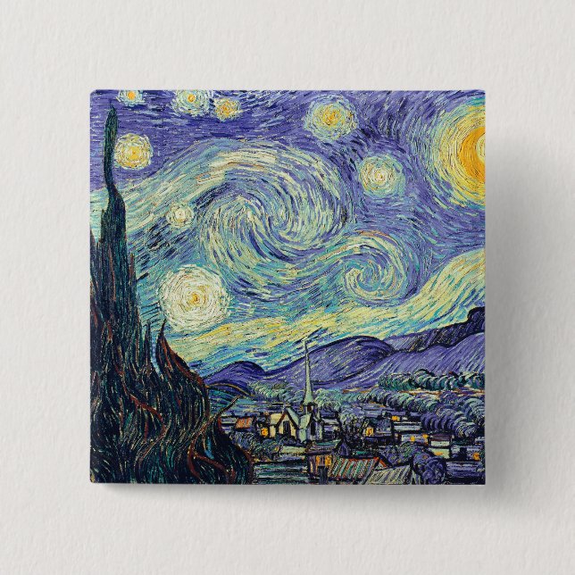 Chapa Cuadrada Vincent Van Gogh La Noche Starry (Anverso)