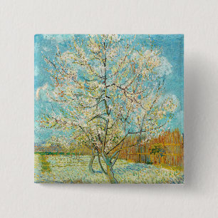 Chapa Cuadrada Vincent van Gogh - Melocotonero Rosa en Flor