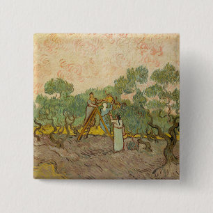 Chapa Cuadrada Vincent van Gogh - Mujeres recogiendo aceitunas