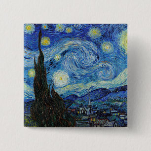 Chapa Cuadrada Vincent Van Gogh Noche Estrellada Arte Antiguo de 