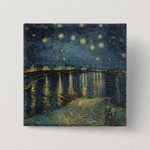 Chapa Cuadrada Vincent van Gogh   Noche estrellada sobre el Róda