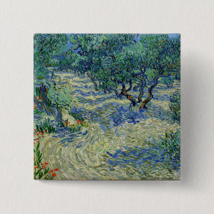 Chapa Cuadrada Vincent van Gogh - Olivar: Cielo azul brillante