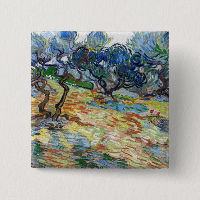 Chapa Cuadrada Vincent van Gogh - Olivos: Cielo azul brillante (Anverso)