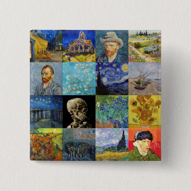 Chapa Cuadrada Vincent van Gogh - Piquetas maestras del mosaico (Anverso)