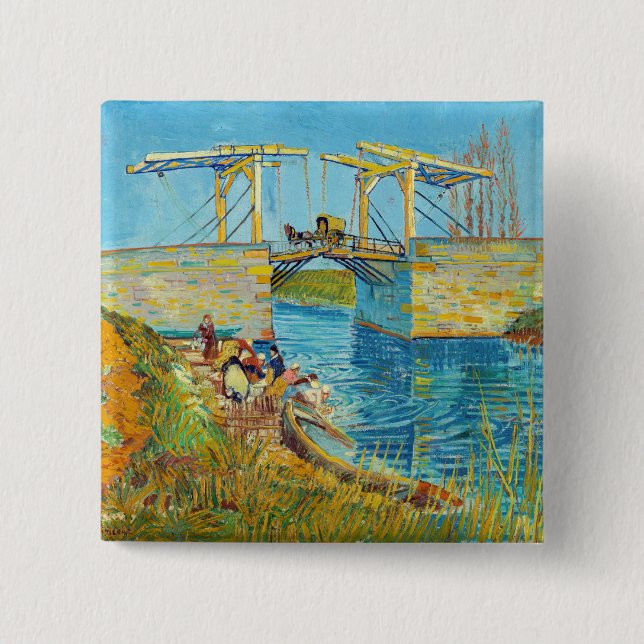 Chapa Cuadrada Vincent van Gogh - Puente Langlois en Arles #1 (Anverso)