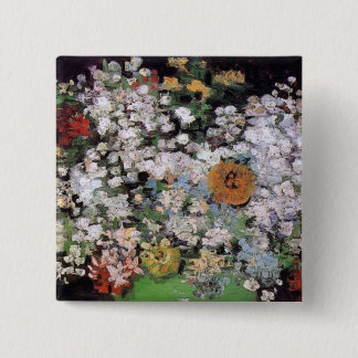 Chapa Cuadrada Vincent Van Gogh - Tazón con Zinnias Arte Fino