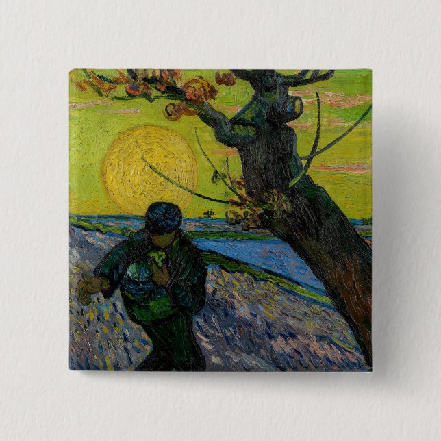 Chapa Cuadrada Vincent van Gogh - The Sower (Anverso)