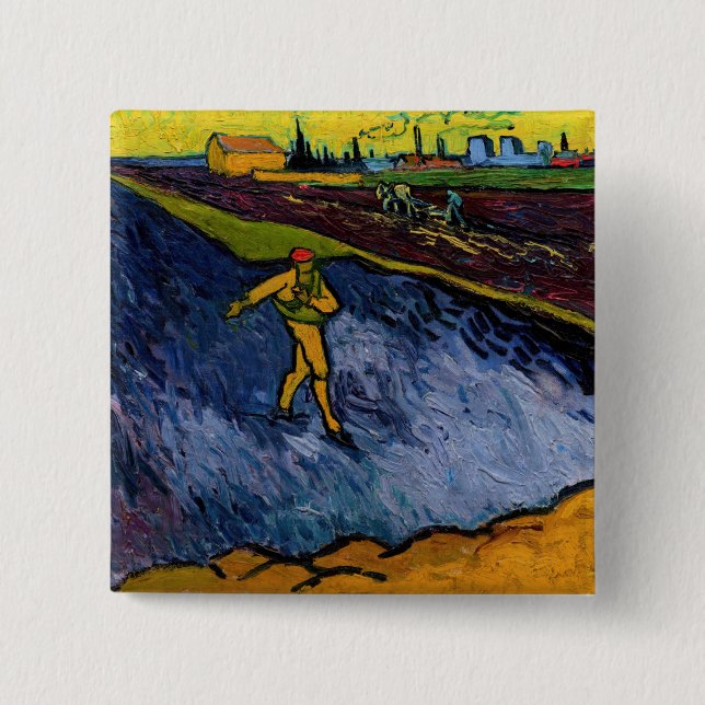 Chapa Cuadrada Vincent van Gogh - The Sower: Las afueras de Arles (Anverso)