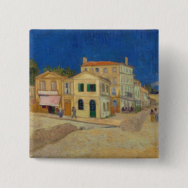 Chapa Cuadrada Vincent van Gogh - The Yellow House / The Street (Anverso)