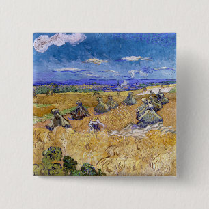 Chapa Cuadrada Vincent van Gogh - Trigos con Segadores
