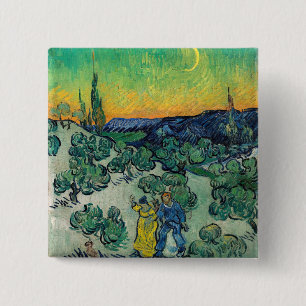 Chapa Cuadrada Vincent van Gogh - Un paseo al crepúsculo