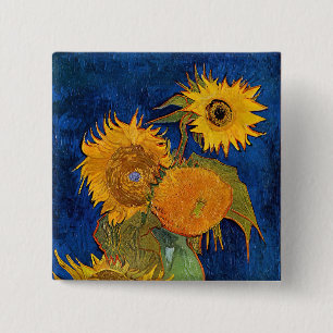 Chapa Cuadrada Vincent van Gogh - Vase con cinco girasoles