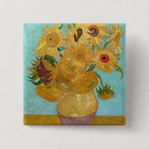 Chapa Cuadrada Vincent Van Gogh - Vase con doce girasoles
