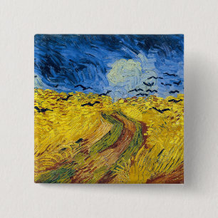 Chapa Cuadrada Vincent van Gogh - Wheatfield con cuervos