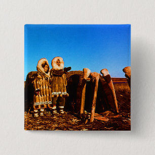 Chapa Cuadrada Vintage Alaska Fraude eskimo arctic sod igloo