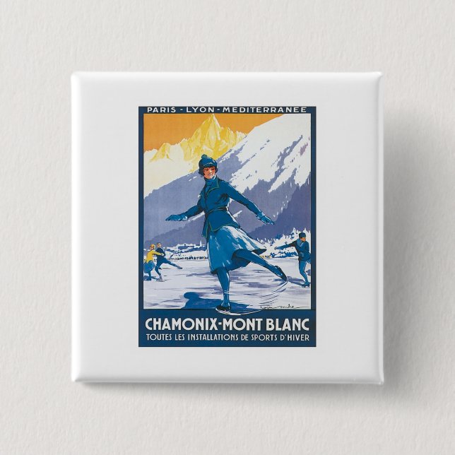 Chapa Cuadrada Vintage Chamonix Mont Blanc (Anverso)