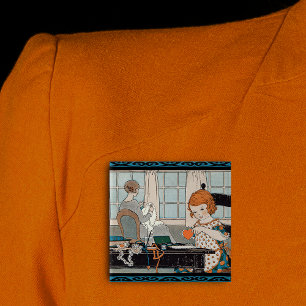 Chapa Cuadrada Vintage Child Chica Valentine para madre