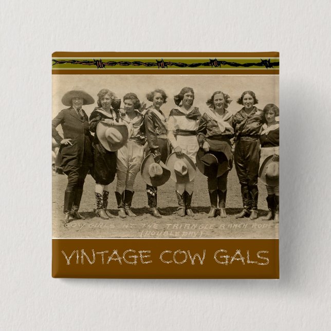 Chapa Cuadrada "Vintage Cow Gals" (Anverso)