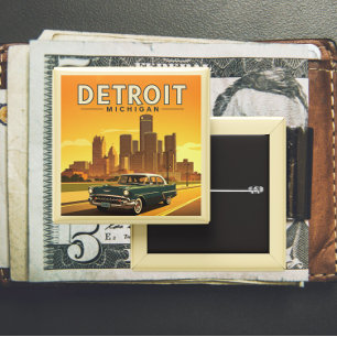 Chapa Cuadrada Vintage Detroit Michigan