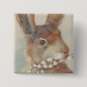 Chapa Cuadrada Vintage Easter Bunny Rabbit