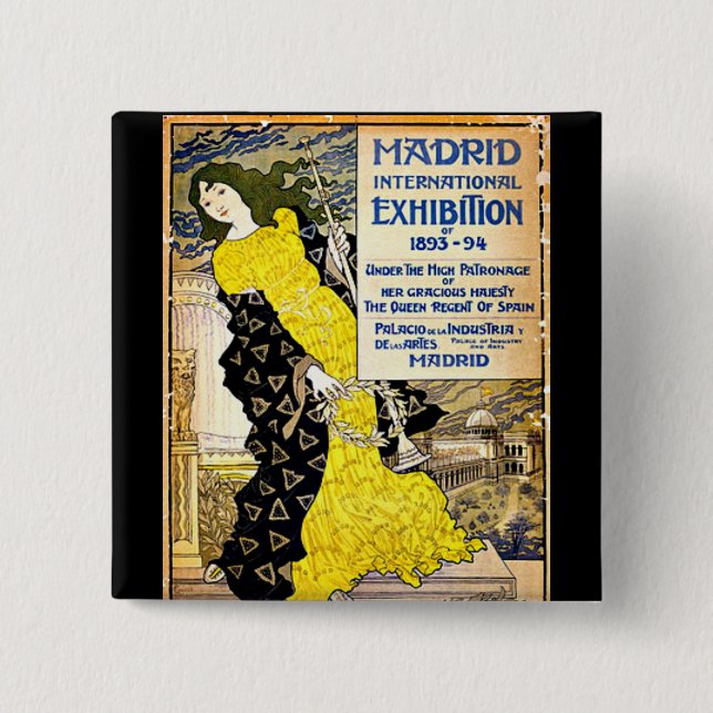 Chapa Cuadrada Vintage: Exposición Internacional de Madrid, 1893- (Anverso)