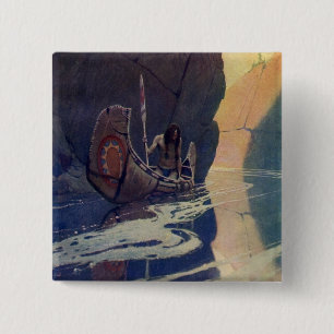 Chapa Cuadrada Vintage Indian Canoe Paddling Sun Classic