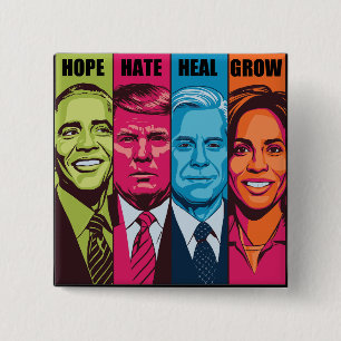 Chapa Cuadrada Vintage Kamala Harris Esperanza Crecer el Odio