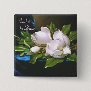 Chapa Cuadrada Vintage Magnolia Father/Bride Button