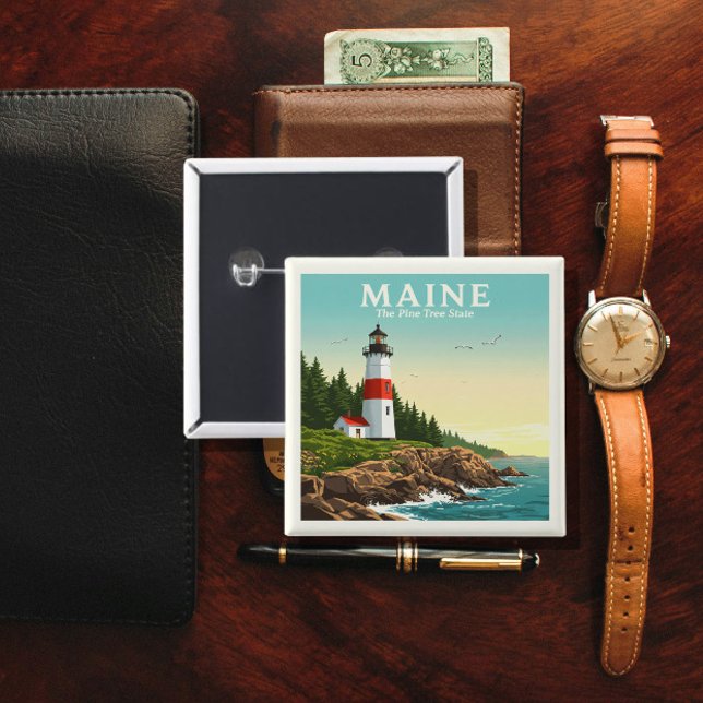 Chapa Cuadrada Vintage Maine (Subido por el creador)