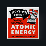 Chapa Cuadrada ¡Vintage Science Toy Atomic Energy Para Niños!<br><div class="desc">¡Kit de experimentos químicos de ciencia vintage con energía atómica para niños!</div>