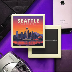 Chapa Cuadrada Vintage Seattle Washington