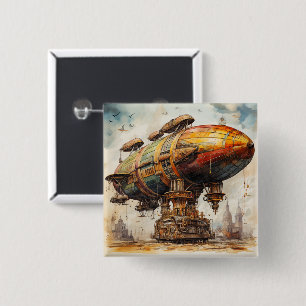 Chapa Cuadrada Vintage Steampunk Zeppelin (1)