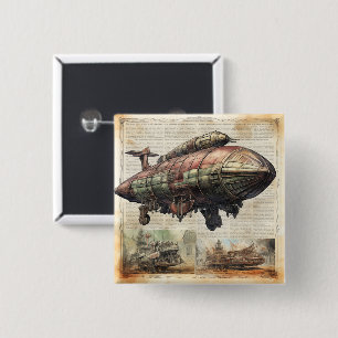 Chapa Cuadrada Vintage Steampunk Zeppelin (6)