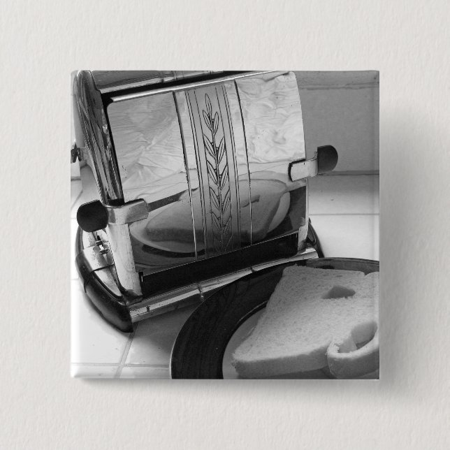 Chapa Cuadrada Vintage Toaster Kitchen Art Pinback (Anverso)