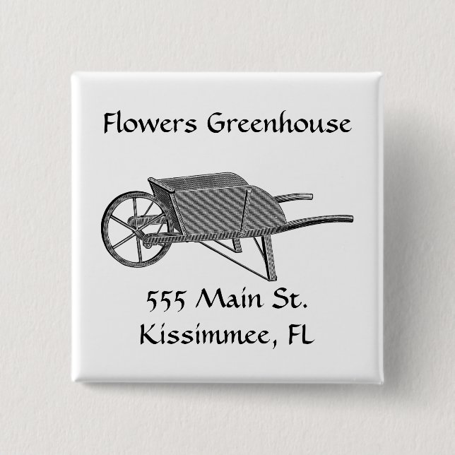 Chapa Cuadrada Vintage Wheelbarrow (Anverso)