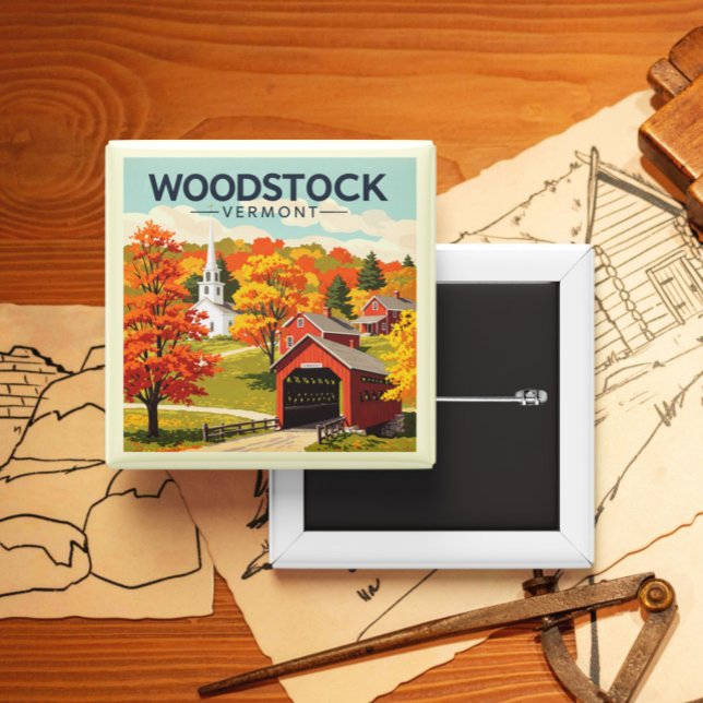 Chapa Cuadrada Vintage Woodstock Vermont (Subido por el creador)