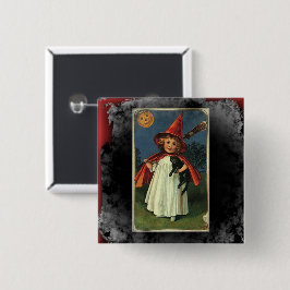 Chapa Cuadrada Vintage Young Halloween Witch Eerie Background