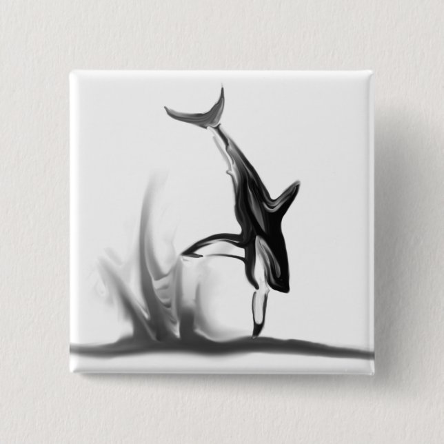 Chapa Cuadrada Violación del gran tiburón blanco que caza un (Anverso)