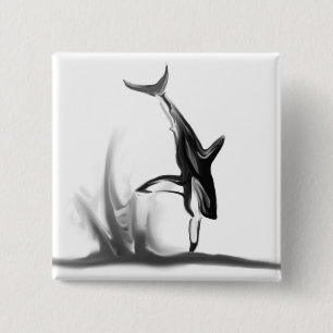 Chapa Cuadrada Violación del gran tiburón blanco que caza un