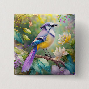 Chapa Cuadrada Violet Tufted Jay Fantasy Bird