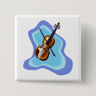 Chapa Cuadrada Violín con imagen azul del gráfico del fondo