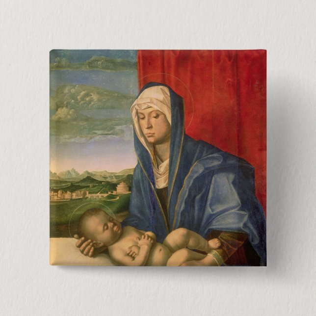 Chapa Cuadrada Virgen y niño 3 (Anverso)
