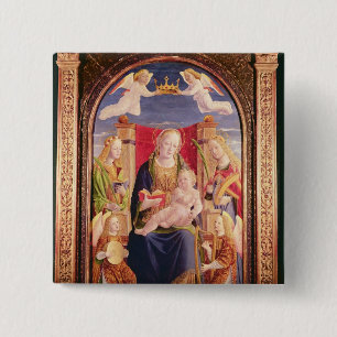Chapa Cuadrada Virgen y niño con los músicos y los santos del