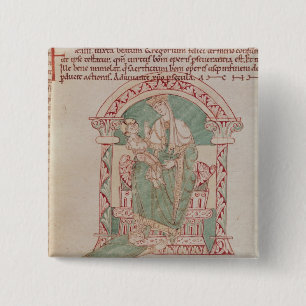 Chapa Cuadrada Virgen y niño con St Gregory el grande