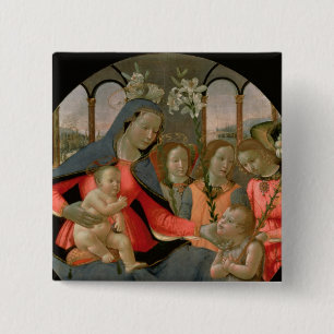 Chapa Cuadrada Virgen y niño con St. John el Bautista