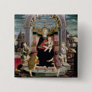 Chapa Cuadrada Virgen y niño Enthroned