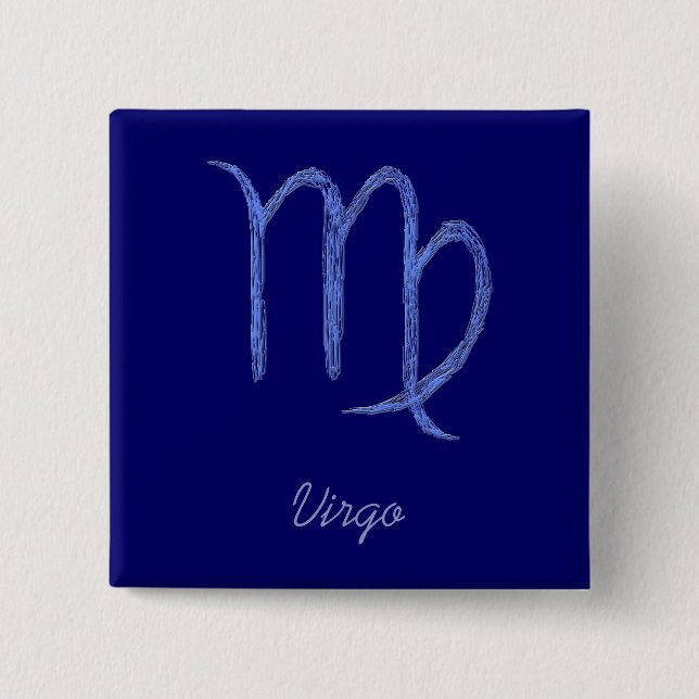 Chapa Cuadrada Virgo. Rótulo astrológico del zodiaco. Azul (Anverso)
