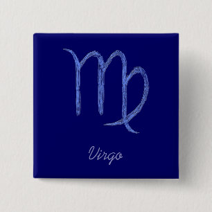 Chapa Cuadrada Virgo. Rótulo astrológico del zodiaco. Azul
