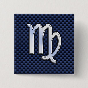 Chapa Cuadrada Virgo Zodiac on Navy Blue Carbon Fiber Print Style