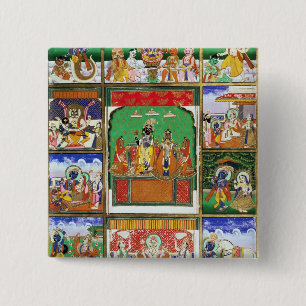 Chapa Cuadrada Vishnu en el centro de sus diez avatares, Jaipur,